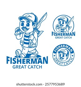 FISHERMAN great catch mascot logo illustration design