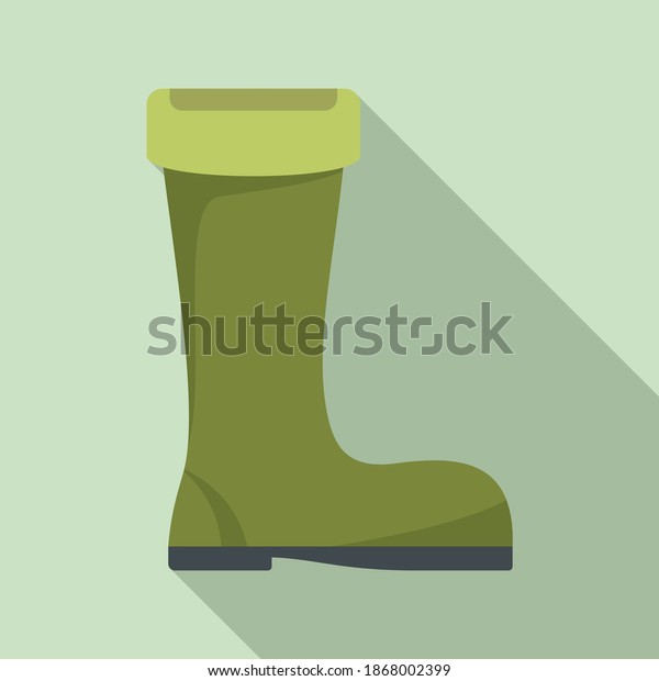 Fisherman green boot icon. Flat\
illustration of fisherman green boot vector icon for web\
design
