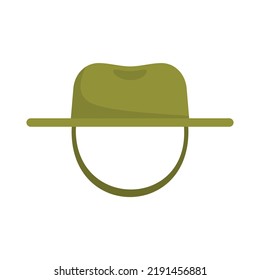 Fisherman green hat icon. Flat illustration of fisherman green hat vector icon isolated on white background
