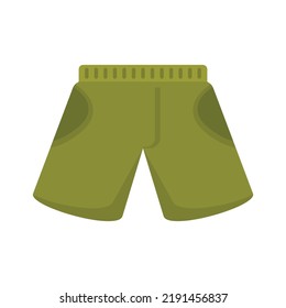 Fisherman green shorts icon. Flat illustration of fisherman green shorts vector icon isolated on white background