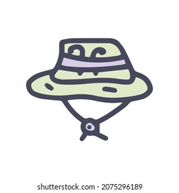 fisherman hat color vector doodle simple icon