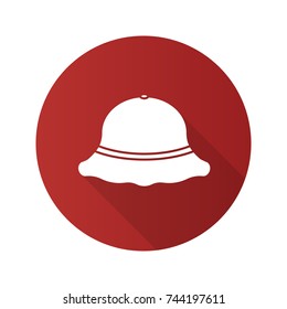 Fisherman hat flat design long shadow glyph icon. Fishing equipment. Vector silhouette illustration