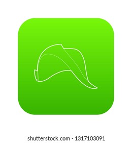 Fisherman hat icon green vector isolated on white background