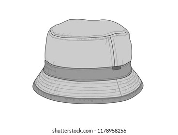 Fisherman hat template isolated vector cap mockup