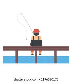 
Fisherman holding a fishing rod 
