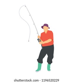 Fisherman Holding Fishing Rod Stock Vector (Royalty Free) 1196520229 ...