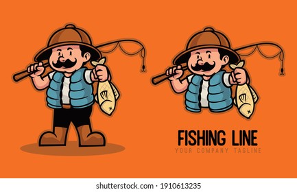 fisherman holding a fishing rod and fish