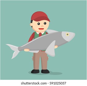 fisherman holding giant fish