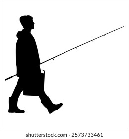 fisherman hunting fish vector illustration