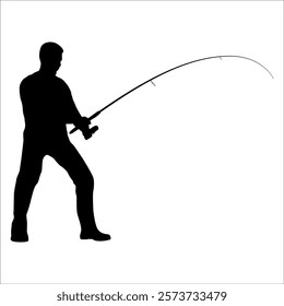fisherman hunting fish vector illustration