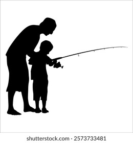 fisherman hunting fish vector illustration
