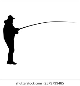 fisherman hunting fish vector illustration