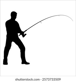 fisherman hunting fish vector illustration