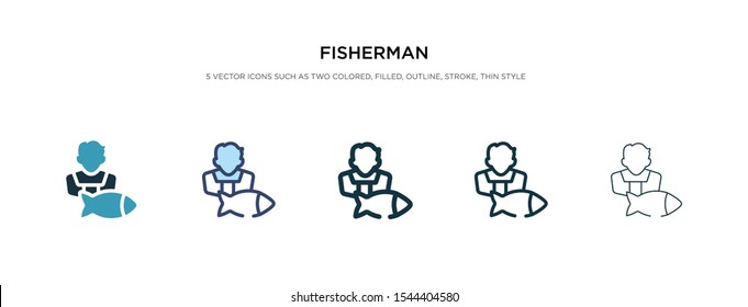 fisherman icon in different style vector illustration. two colored and black fisherman vector icons designed in filled, outline, line and stroke style can be used for web, mobile, ui