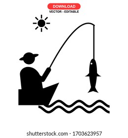 fisherman icon or logo isolated sign symbol vector illustration - high quality black style vector icons
