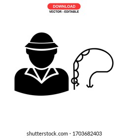 fisherman icon or logo isolated sign symbol vector illustration - high quality black style vector icons
