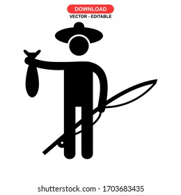 fisherman icon or logo isolated sign symbol vector illustration - high quality black style vector icons

