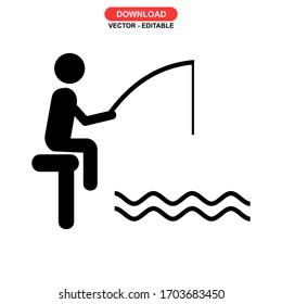 fisherman icon or logo isolated sign symbol vector illustration - high quality black style vector icons

