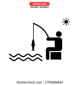 fisherman icon or logo isolated sign symbol vector illustration - high quality black style vector icons
