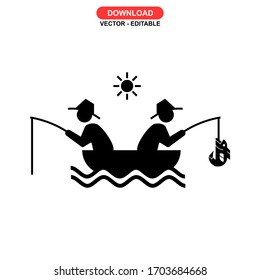 fisherman icon or logo isolated sign symbol vector illustration - high quality black style vector icons
