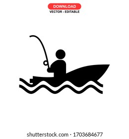 fisherman icon or logo isolated sign symbol vector illustration - high quality black style vector icons
