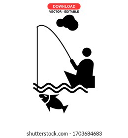fisherman icon or logo isolated sign symbol vector illustration - high quality black style vector icons
