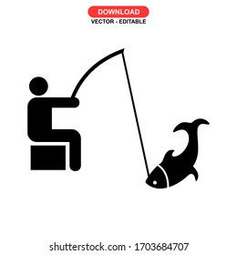 fisherman icon or logo isolated sign symbol vector illustration - high quality black style vector icons
