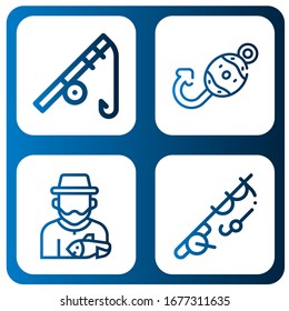 fisherman icon set. Collection of Fishing rod, Fish hook, Fisherman, Fishing icons