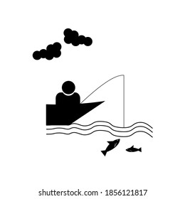 icono del pescador. ilustración vectorial - iconos vectoriales de estilo negro de alta calidad