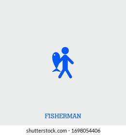 fisherman icon. fisherman vector on gray background