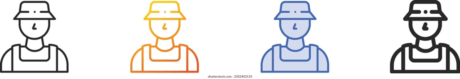 fisherman icon.Thin Linear, Gradient, Blue Stroke and bold Style Design Isolated On White Background