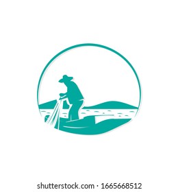 fisherman illustration vector for brand logo