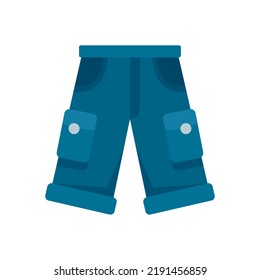 Fisherman jeans shorts icon. Flat illustration of fisherman jeans shorts vector icon isolated on white background