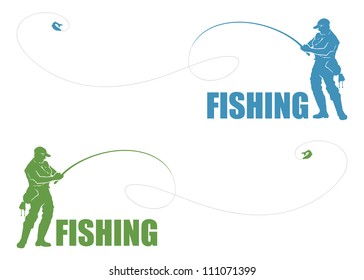 Fisherman label - vector illustration