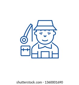 Fisherman line icon concept. Fisherman flat  vector symbol, sign, outline illustration.