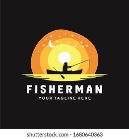 Diseño del logo Fisherman con estilo plano