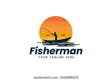 fisherman logo vector icon illustration