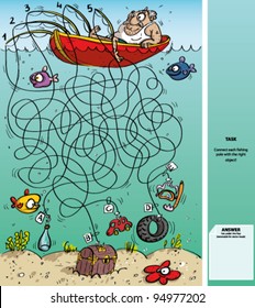 Fisherman Maze Game with Solution