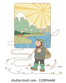 Fisherman and the Mountain lake