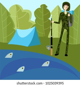 a fisherman in the nature