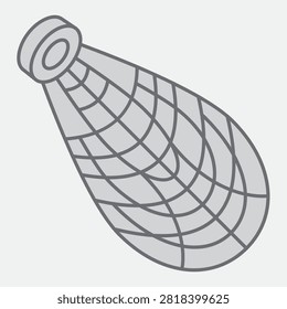 Fisherman net isometric icon, catching, harvest concept. Vector graphics. Bounty of the ocean, fishing sign with outline style icon for mobile or web design