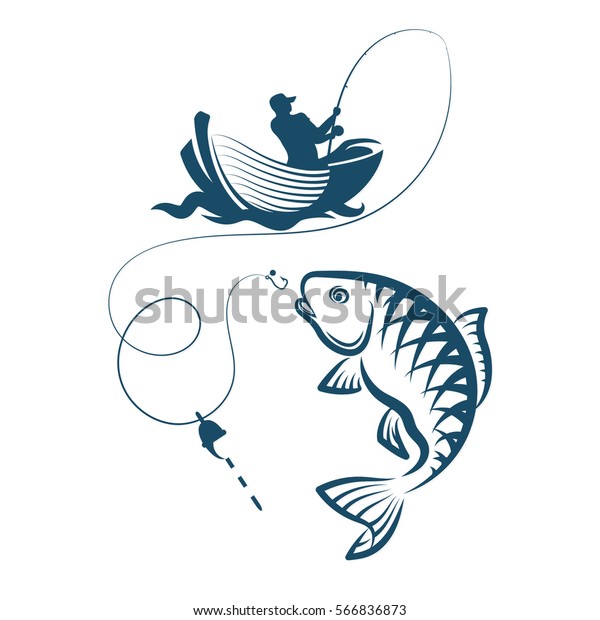 Download Fisherman On Boat Fishing Silhouette Stock Vector (Royalty ...
