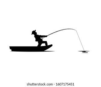 Fisherman on the Boat with Strike Illustration