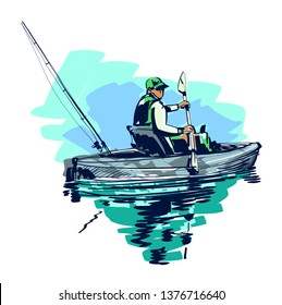 The fisherman on the kayak 