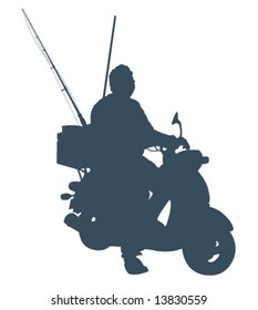 Fisherman On Scooter