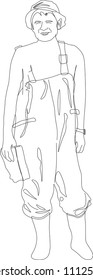 Fisherman in overalls