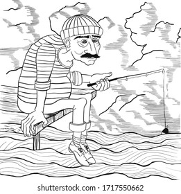 Fisherman at the pier with fishing rod fishing 01