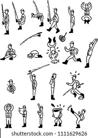 Fisherman in poses
