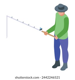 Fisherman profession icon isometric vector. Maritime angler. Seaport angling expedition