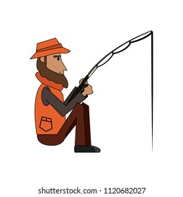 Fisherman with rod